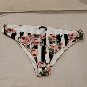 Dolce & Gabbana Black and White Floral Bikini Bottom